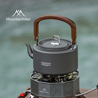 Camping Tea Kettle - Aluminum Alloy Construction, Wooden Handle, Portable Outdoor Kettle for Camping, Hiking, Durable Cookware