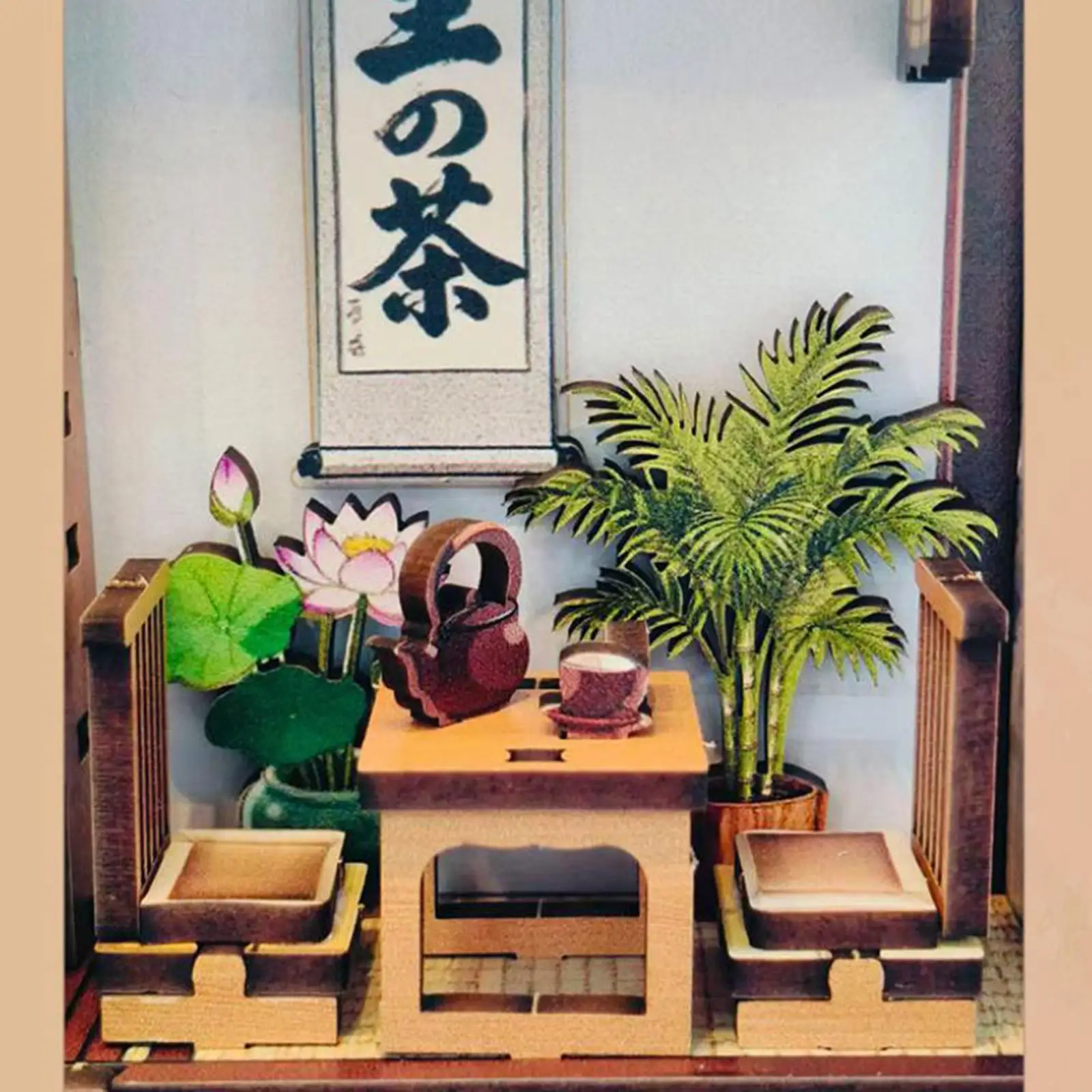 

Миниатюрный домик-конструктор: коллекционный деревянный чайный павильон, аксессуары для кукольного домика, мини-мебель для игрушек для детей