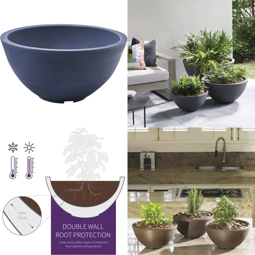 

Круглый неглубокий горшок для растений для внутреннего и наружного использования — идеально подходит для водяных садов, бонсай и суккулентов — прочное и стильное растение