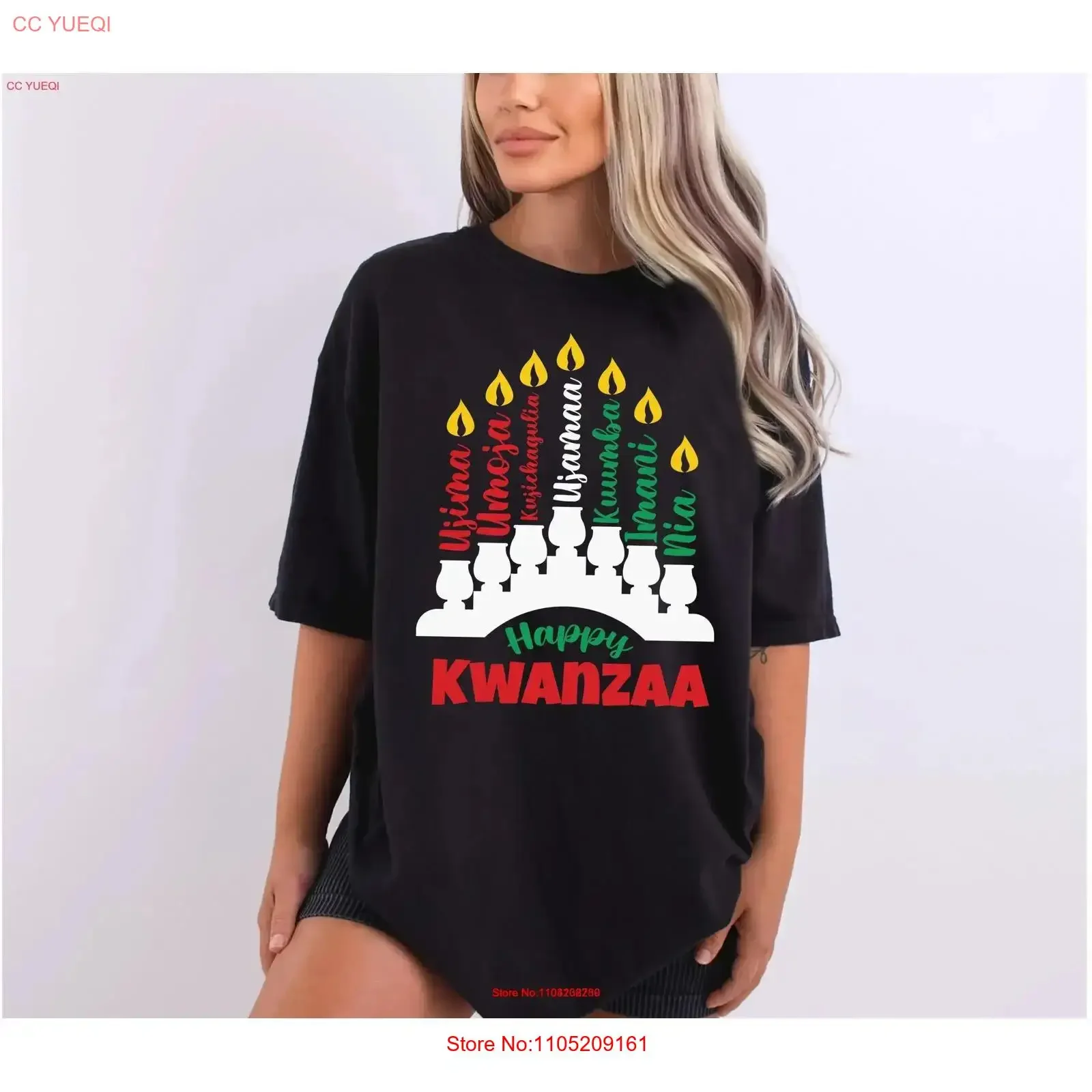 Kwanzaa Candles T Shirt African Holiday Celebration Afro American July 4th Girl Judaism vintage Washed Stretched Breathable