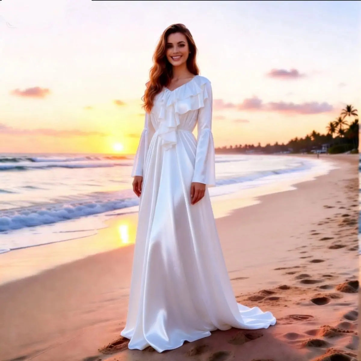 Mulheres brilhantes cetim vestido longo pijama maxi vestido pulôver vestidos elegantes roupa de dormir