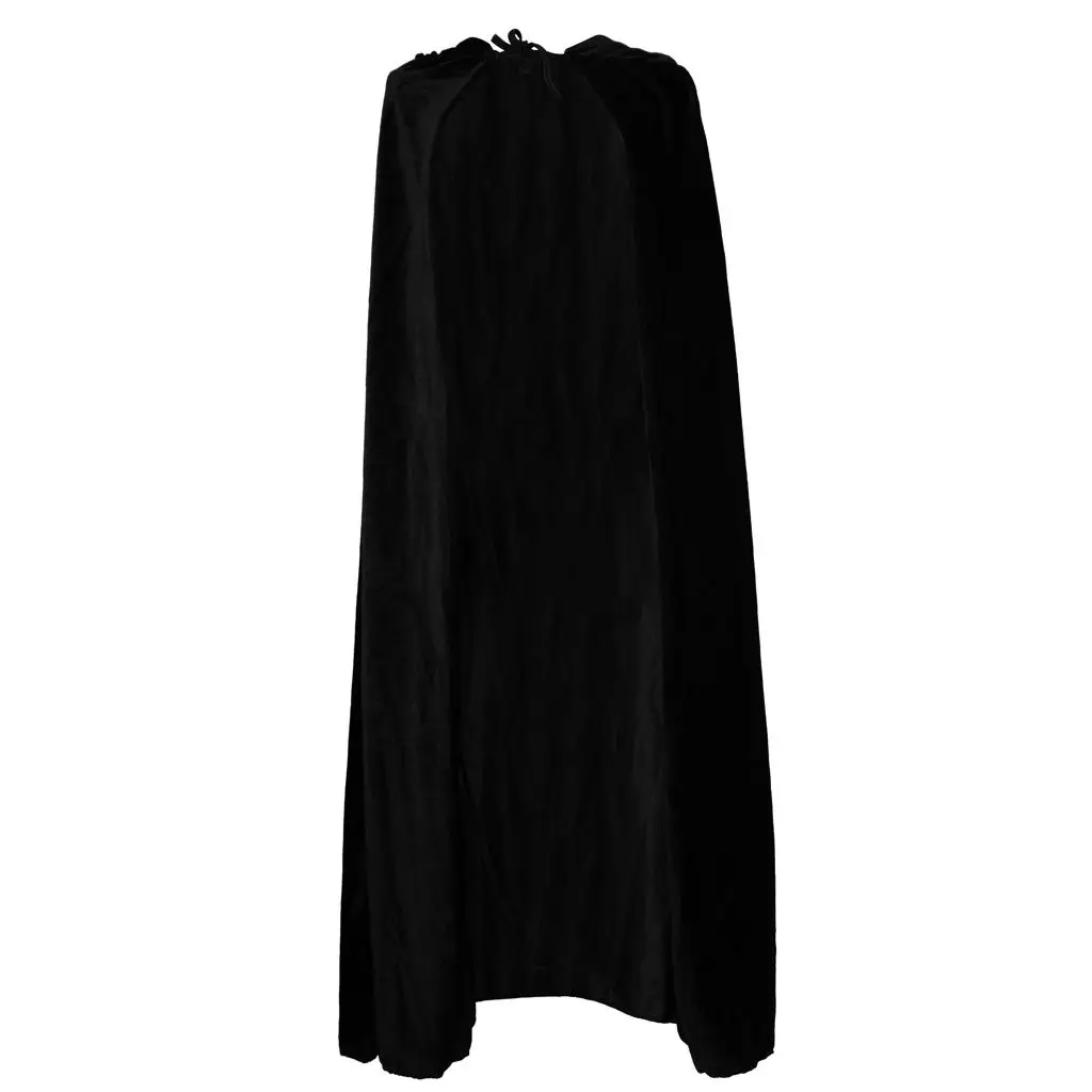 Hooded Cloak Velvet Cape Long Gothic Witch Costume for Medieval Cosplay Halloween Reaper