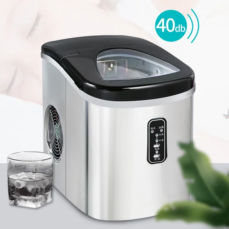 Ice Maker 15kg HZB-12SA Household Stainless Steel Desktop Manual Commercial Bar Ice Cube Making Machine