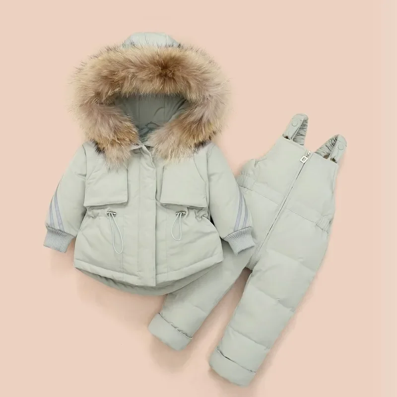 Children Winter Clothing Set 2pcs Down Jacket Jumpsuit for Baby Toddler Boy Girl Thicken Warm Kids Clothes Infant Snow Suit 1-4Y