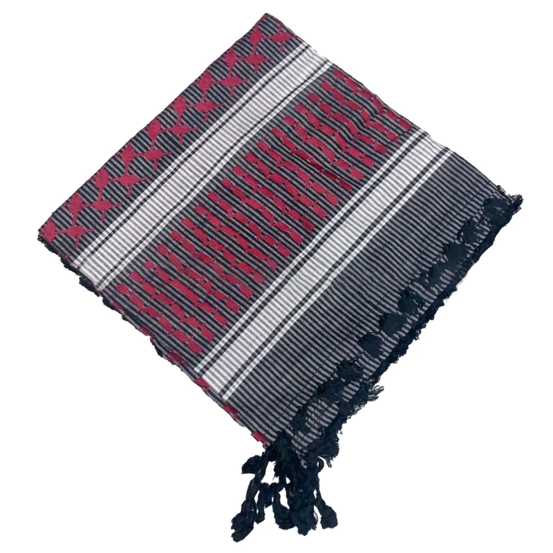 Muslims Arab Scarf Shemagh Head Scarf Ethnic Arabian DubaiSaudi Neckwrap Breathable Desert Headwrap Keffiyeh Hijab Scarf