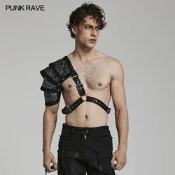 PUNK RAVE Men's Gothic Shoulder Armor Punk Leather Handsome Cool Stiff One-arm   Cosplay Accessories