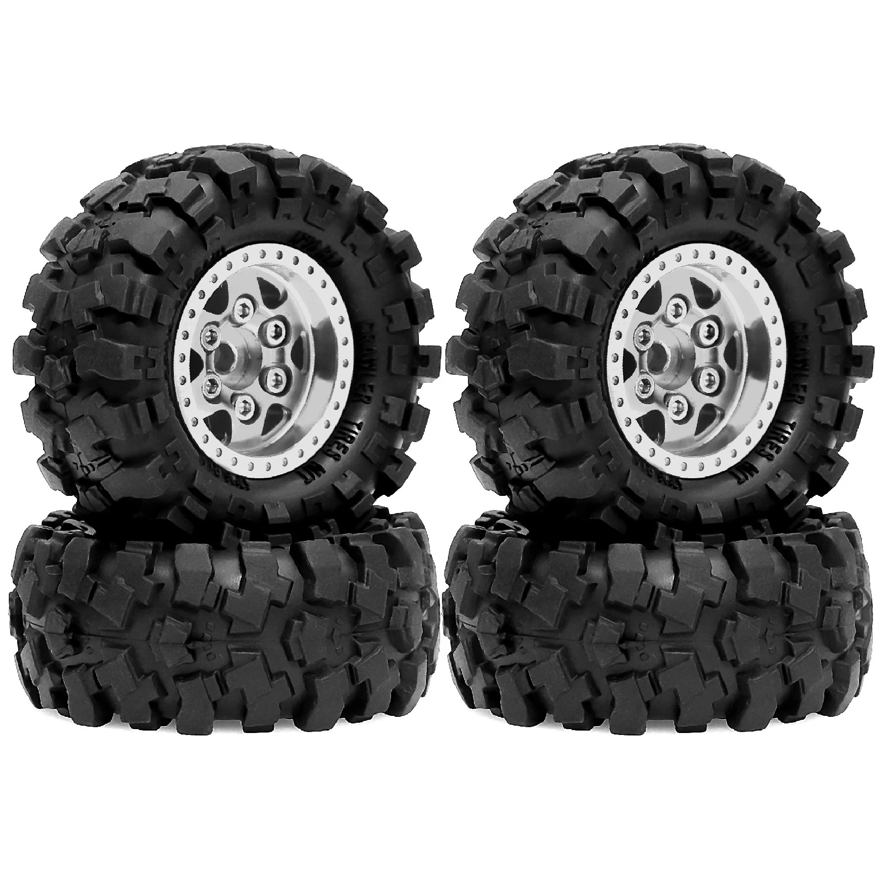 1.0 Crawler Tires (4pcs) Rubber Mud Terrain Tires With foam insert for 1/18 1/24 RC Crawler TRX4M Axial SCX24 FMS FCX18 Tires