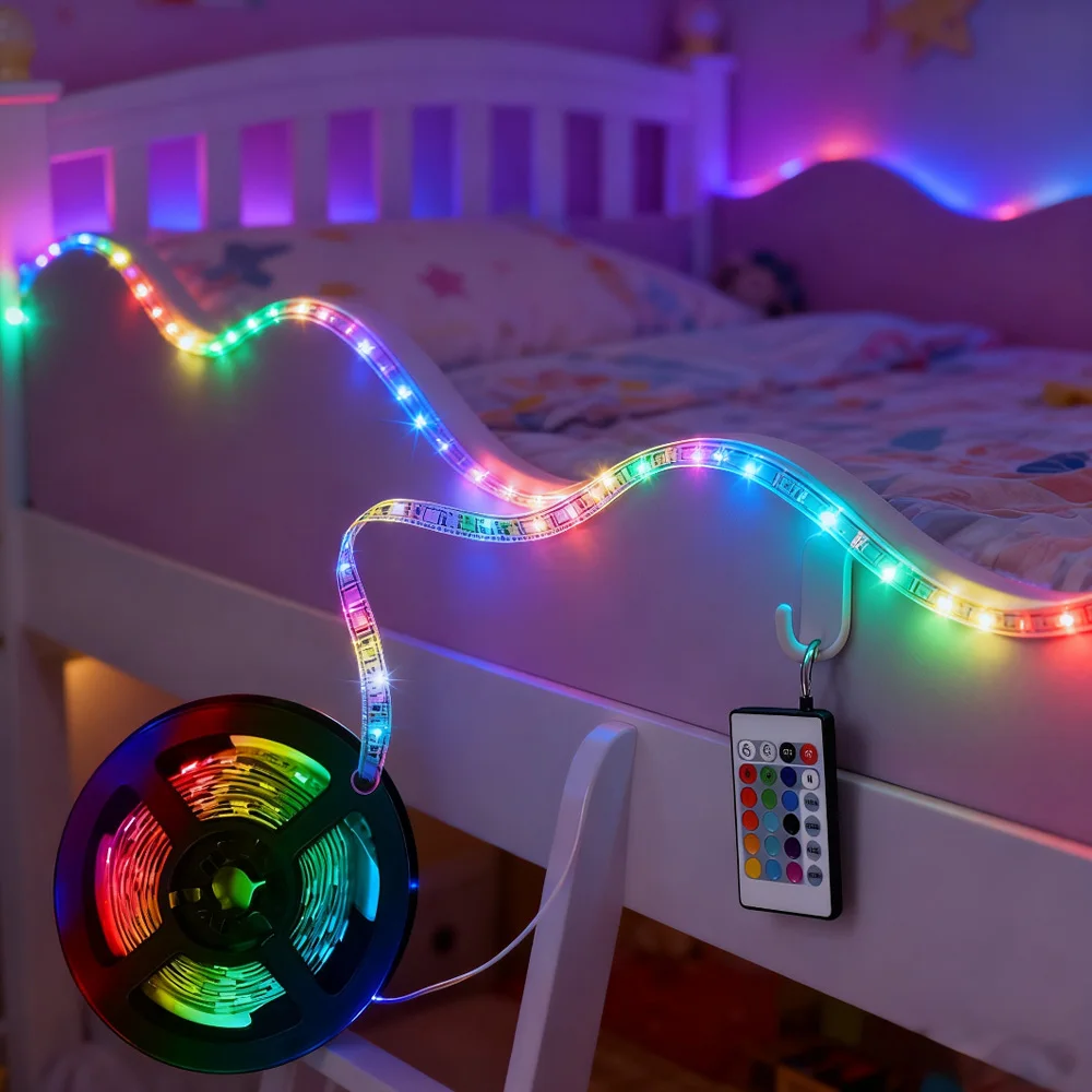 

5V LED Strip Light 5050 SMD flexible color strip lamp 3AA Waterproof DIY TV Background Lighting room vanity computer Decoration