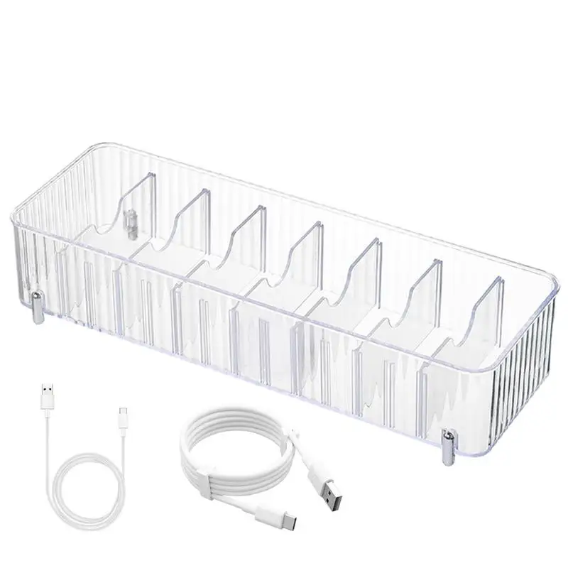 

Clear Cord Organizer Box Transparent Storage Organizer Case For Data Cable 8 Grid Design Electronic Accessories Organizer For