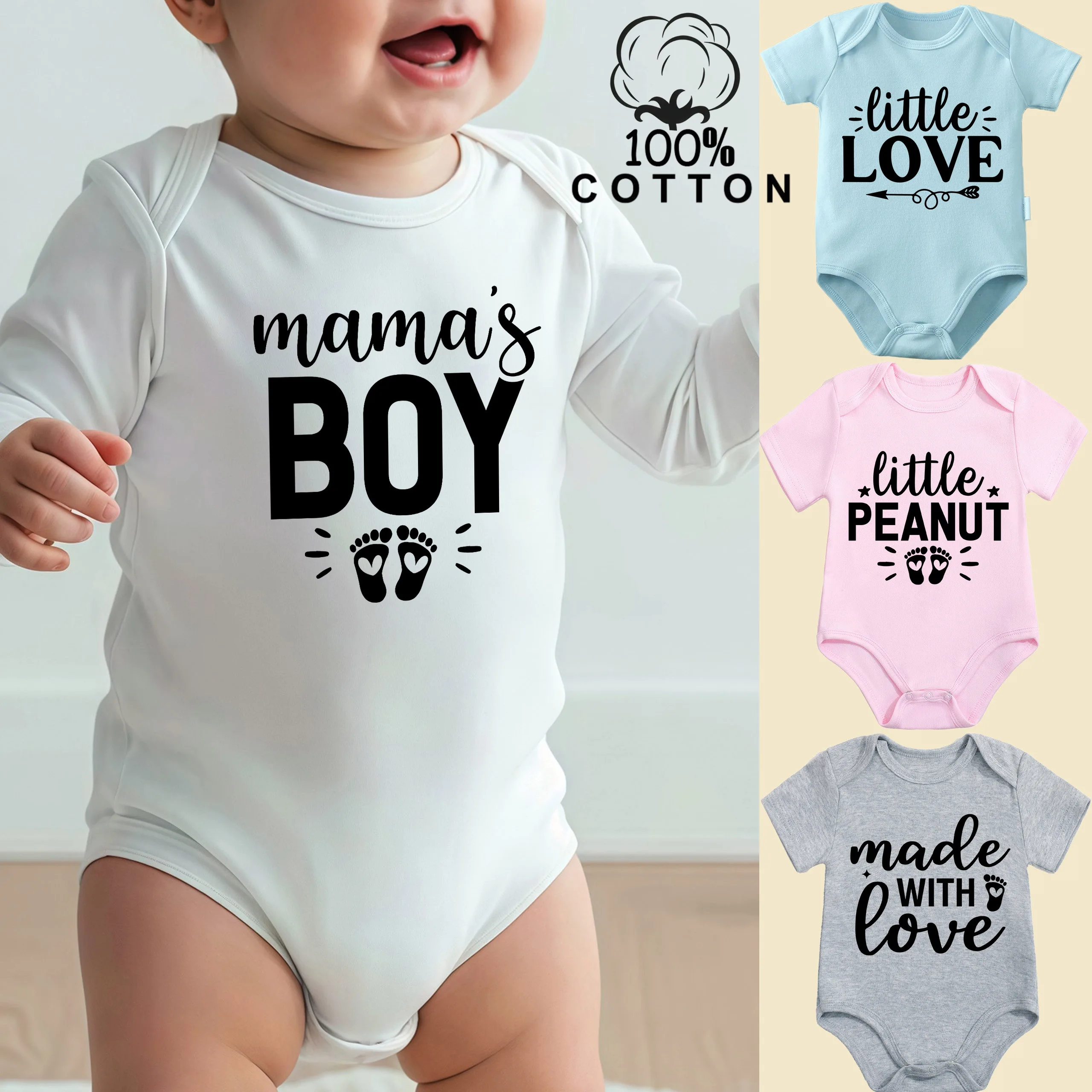 

Комбинезон-слип из 100% хлопка для новорожденных с принтом Little Love, удобная одежда для малышей от 0 до 12 месяцев