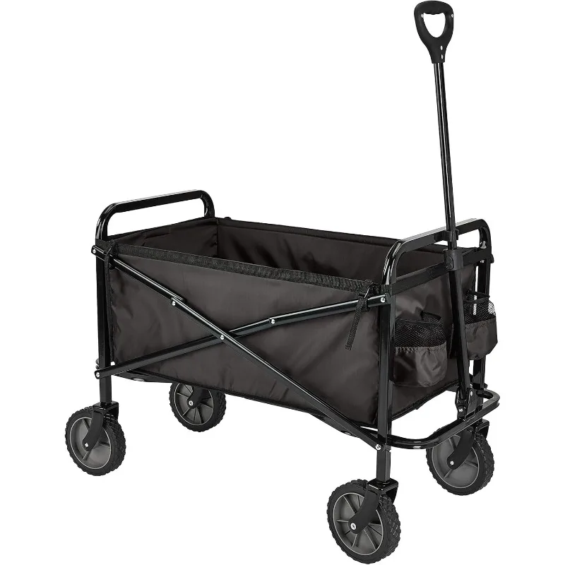 

Collapsible Folding Wagon, Heavy Duty, Utility Wagon for Sports, Camping, Garden, and Shopping,41.34"D x 19.88"W x 46.46"H，Black