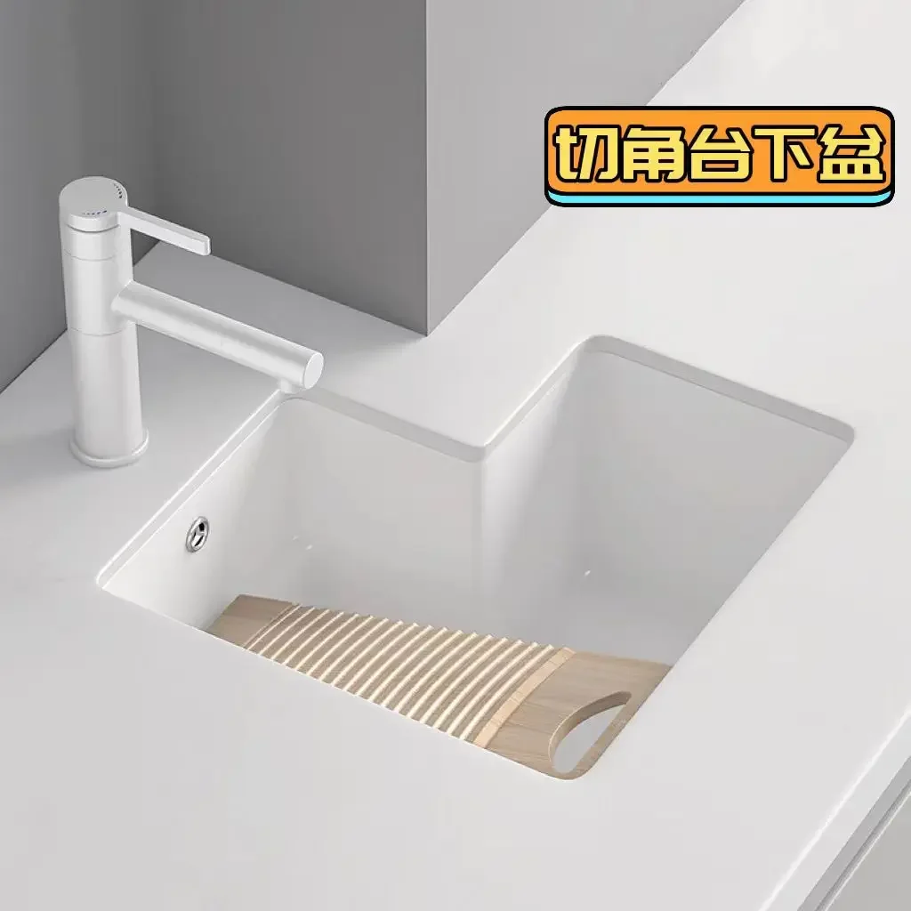 New Balcony Ceramic Washbasin, Under-Basin Cut Corner, Washbasin with Washboard, Deep-Depth Laundry Sink