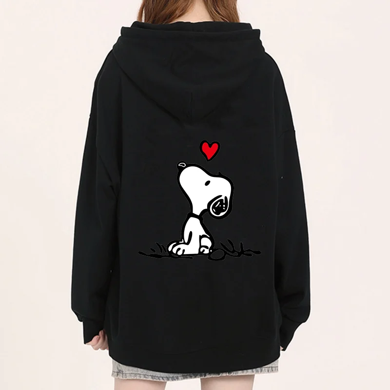 Snoopy Cartoon Anime Women Pullover Spring Autumn Men Oversized Hoodie Casual Couple Sweatshirt Clothes Tops