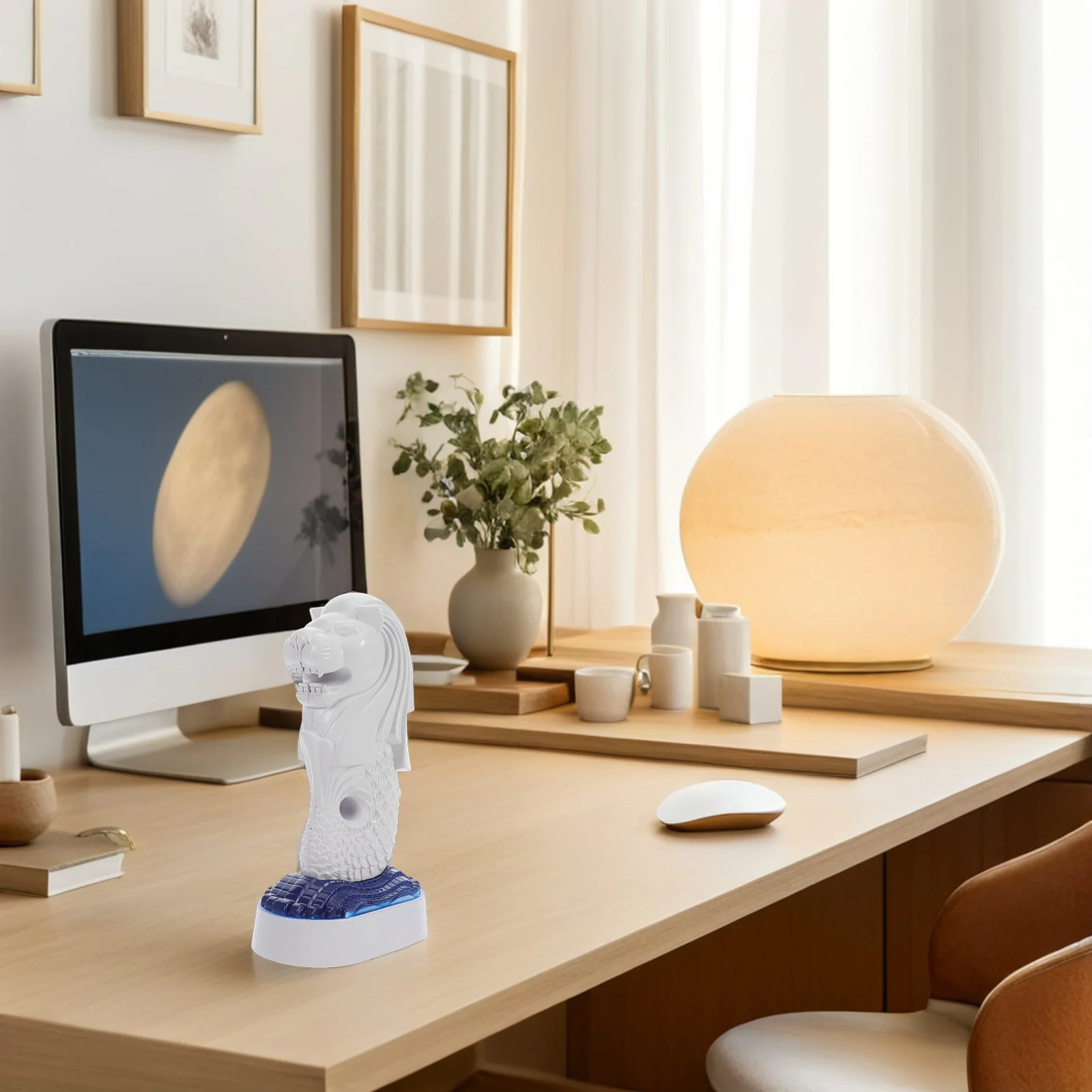 

Singapore Merlion Tabletop Sculpture Unique Architectural Home Office Bookshelf Wine Cabinet Decoration Prosperity Ornament