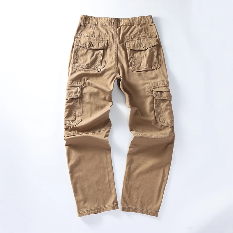 KSTUN 2026 Spring Autumn Men's Cargo Pants Loose Straight Leg Casual Work Trousers Outdoor Hiking Camping 100% Cotton Pants