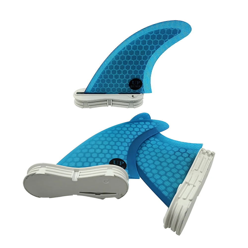 UPSURF Surfboard Fin FCS 2 Fin Plugs Thruster Tri Fin Red/Blue Honeycomb Fiberglass Double Tabs 2 3pcs/set S/M/L Surfing Fins