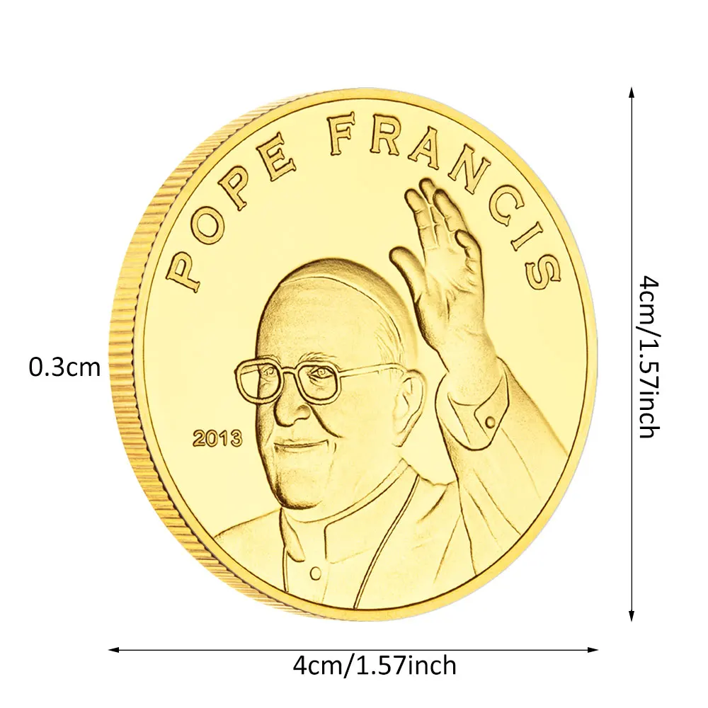 2013 البابا 266th للكنيسة الكاثوليكية البابا فرانسيس الذهبي مطلي تذكارية عملة تحصيل هدية ديكور المنزل #5