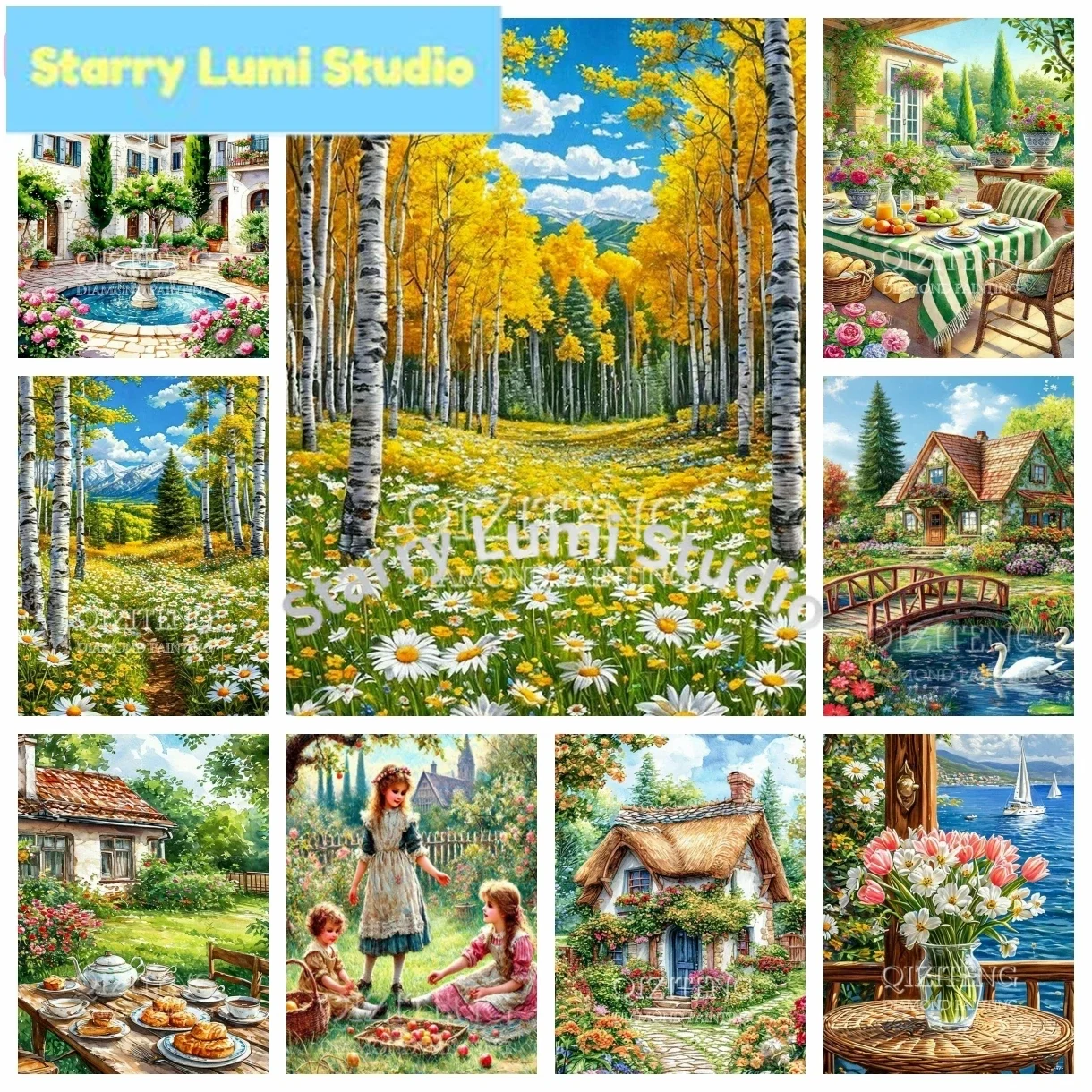 Forest Landscape 5D Diamond Painting Kits Rural Scenery Full Diamond Mosaic Embroidery DIY Home Decor Art Rhinestones Handcraft