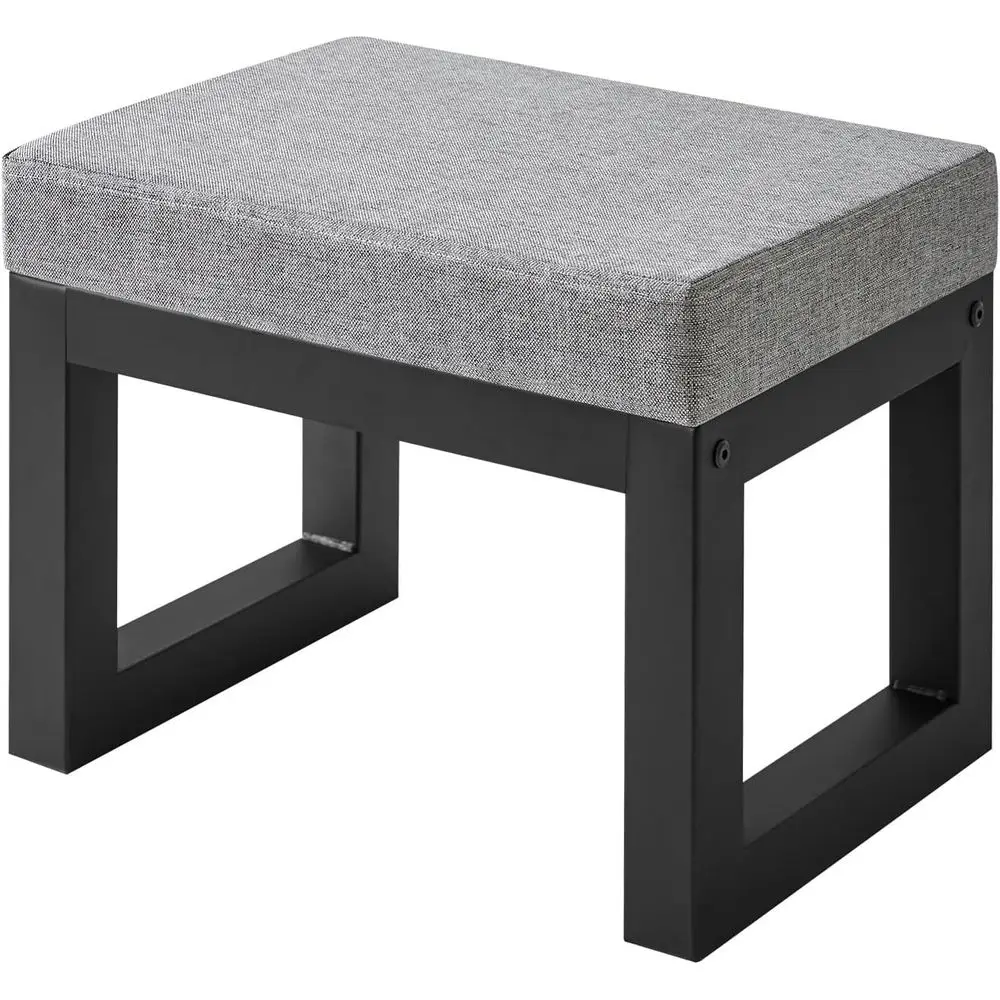 

16-дюймовый низкий табурет-пуфик, подставка для ног RecLinen с мягким сиденьем и металлическими ножками, пуфик-подставка для ног для гостиной или спальни