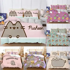 Pusheen Bedding Set Pillowcase Cute Cat Anime Bedclothes Cartoon Printed Quilt Cover Duvet Cover Boys Girls Christmas Gift AliExpress