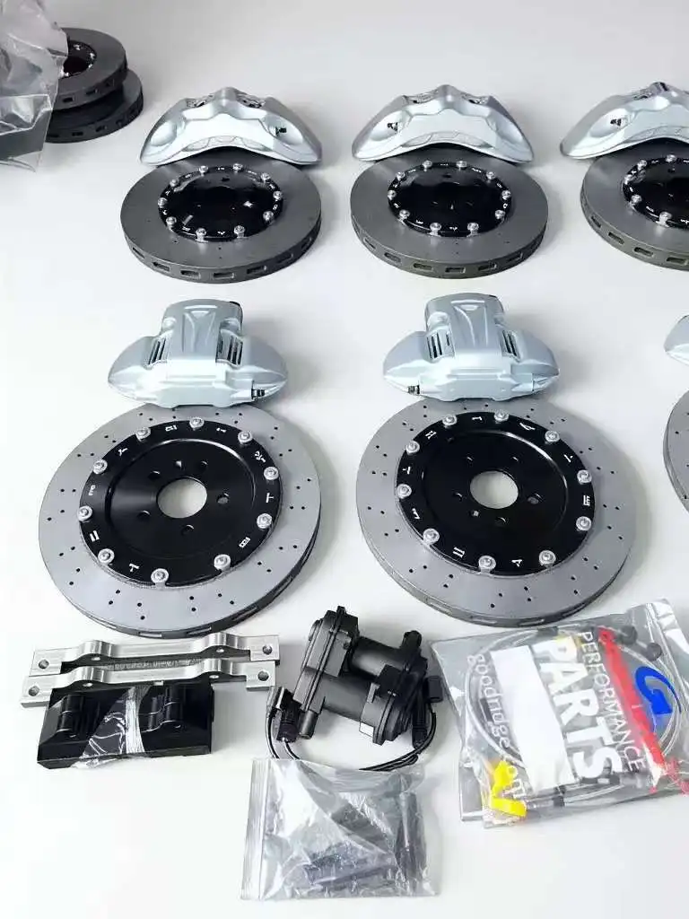 For 9N Electromechanical Integrated 6 Pistons Aluminum Alloy Brake Caliper Kit Carbon Ceramic Disc