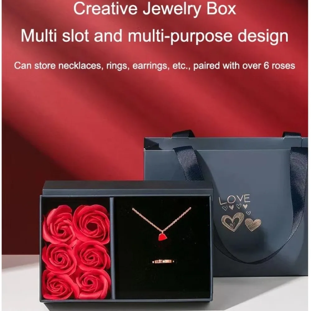 Valentine's Day Eternal Roses Gift Box Window Opening Six Rose Jewelry Gift Packaging Box Birthday Gifts Eternal Flower Ring Box