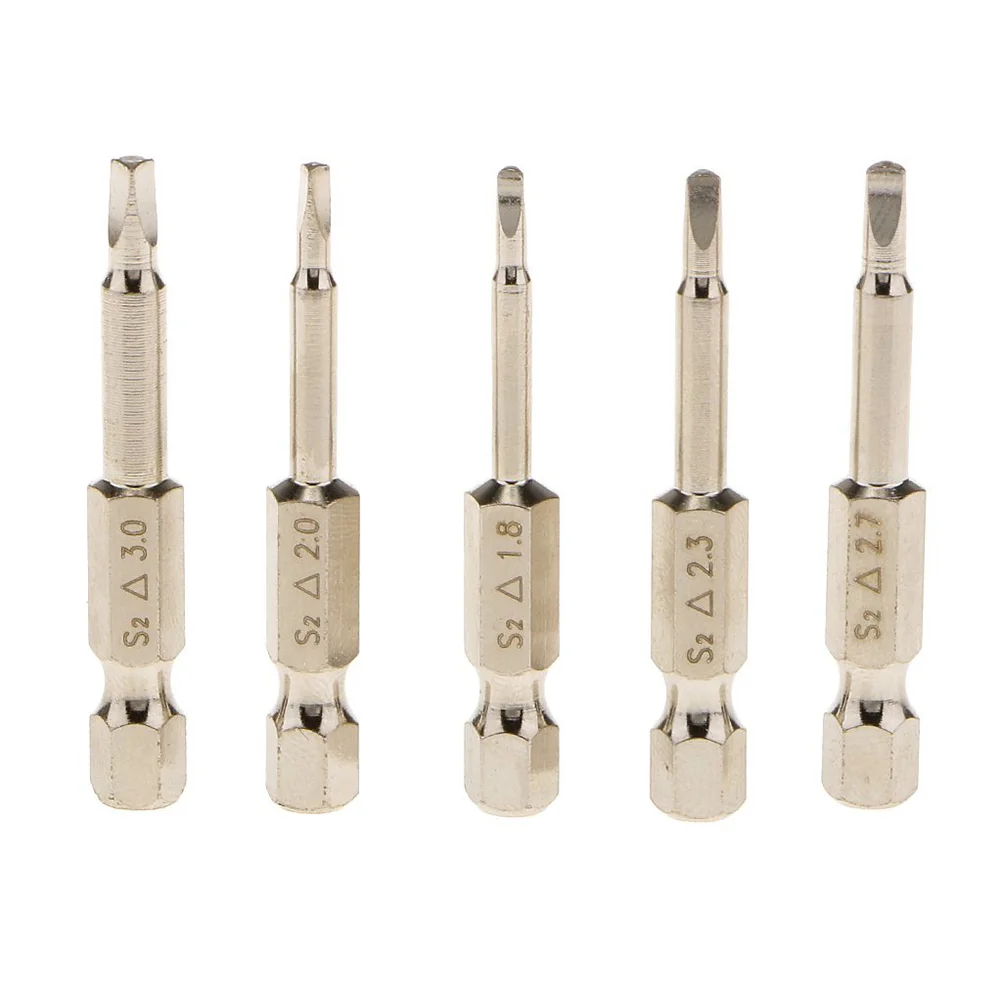 5 Pcs Triangle Drill Bit Screwdriver S2 Steel Skid-resistant Bits Silver Magnetic Head