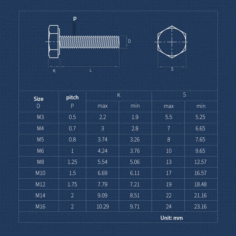 2/3/5/10/20pcs M3 M4 M5 M6 M8 M10 Good Quality 316 Stainless Steel Hex Bolt External Outside Hexs Hexagon Screw Bolts