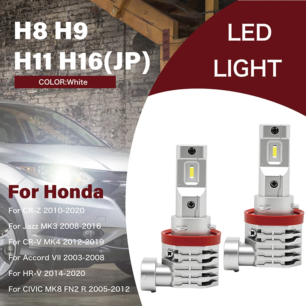 2Pcs/Set Car LED Headlight CSP 1860 M4 Fog Lamp Bulb Halogen Size for Honda CIVIC MK8 CR-Z CR-V MK4 Jazz MK3 Accord VII HR-V
