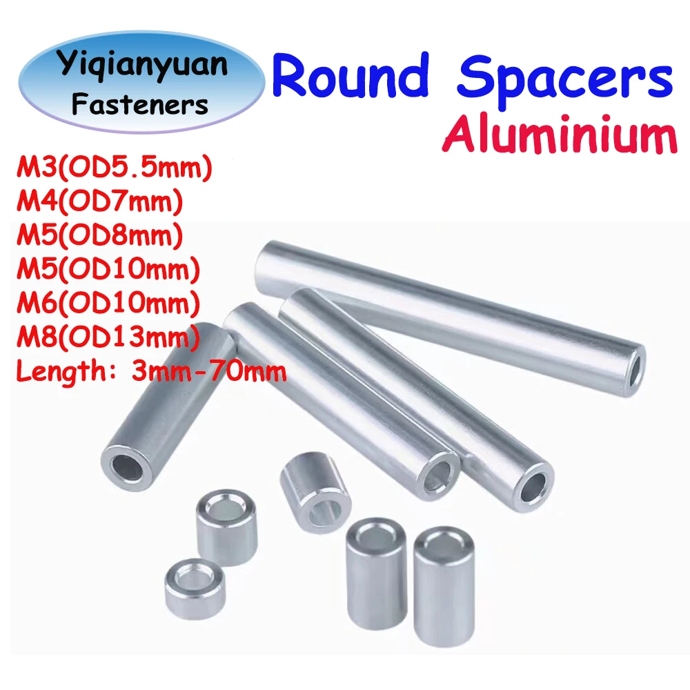 

Yiqianyuan 10Pcs/Lot M3/M4/M5/M6/M8 Aluminium Round Spacers Flat Washer Bushing Gasket Spacer Sleeve Non-threaded Standoffs