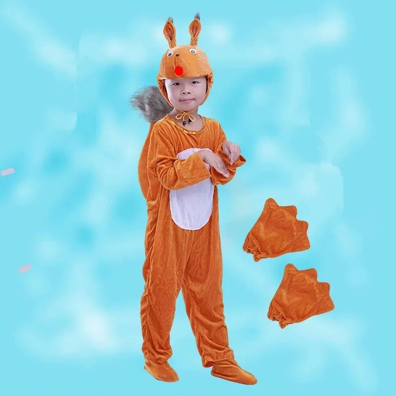 Costumes d'écureuil d'halloween pour enfants, vêtements de scène d'animaux mignons pour filles et garçons, vêtements de cosplay