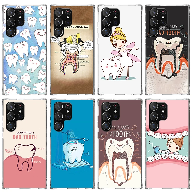 Wisdom Teeth Dentist Tooth Phone Case for Samsung Galaxy S24 S23 S22 Plus S21 FE S20 Ultra S10 S10E S9 S8 + Soft Cover Print Fun