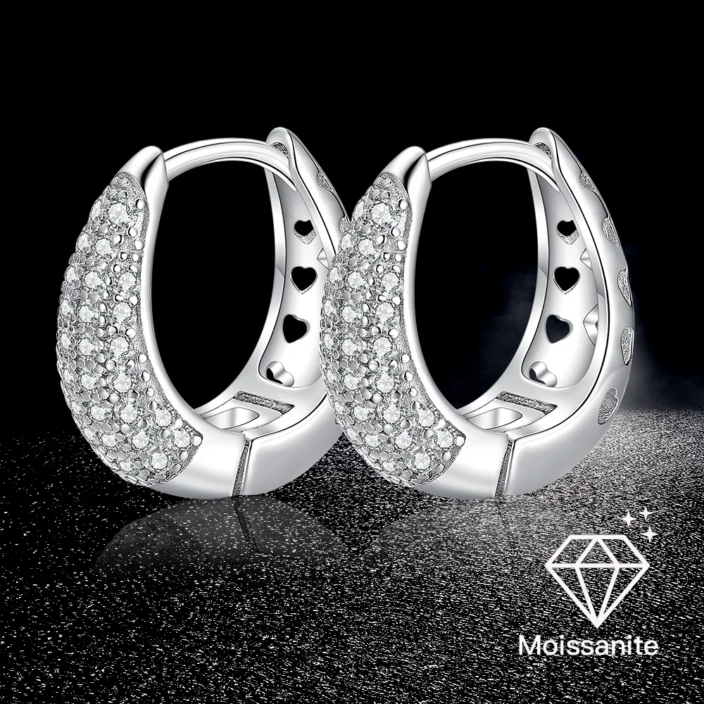 

100% 925 Sterling Silver Real Moissanite Hoop Earrings Pass Diamond Tester Zircon Bride Wedding Gemstone Earrings Jewelry Gift