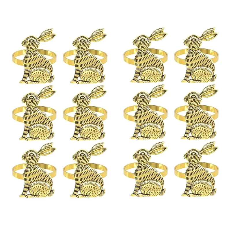 

Easter Bunny Napkin Rings Rabbit Napkin Ring Holders Metal Table Decor Set Of 12 For Easter Party Banquet Dinner