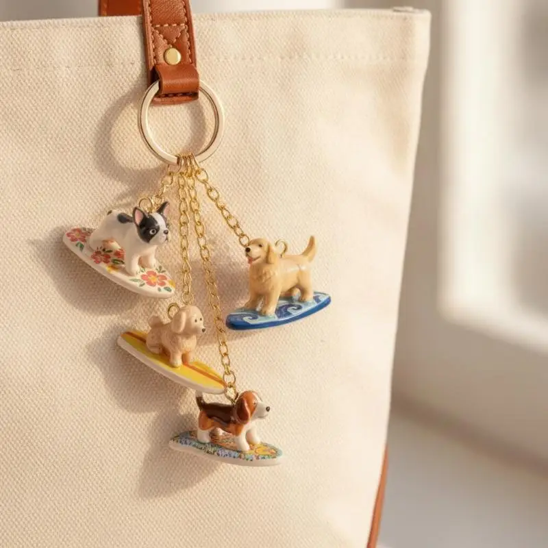 Beach Surfing Dog Pendant Golden Dachshund Corgi Charm Handmade DIY Jewelry for Earring Keychain Craft Making