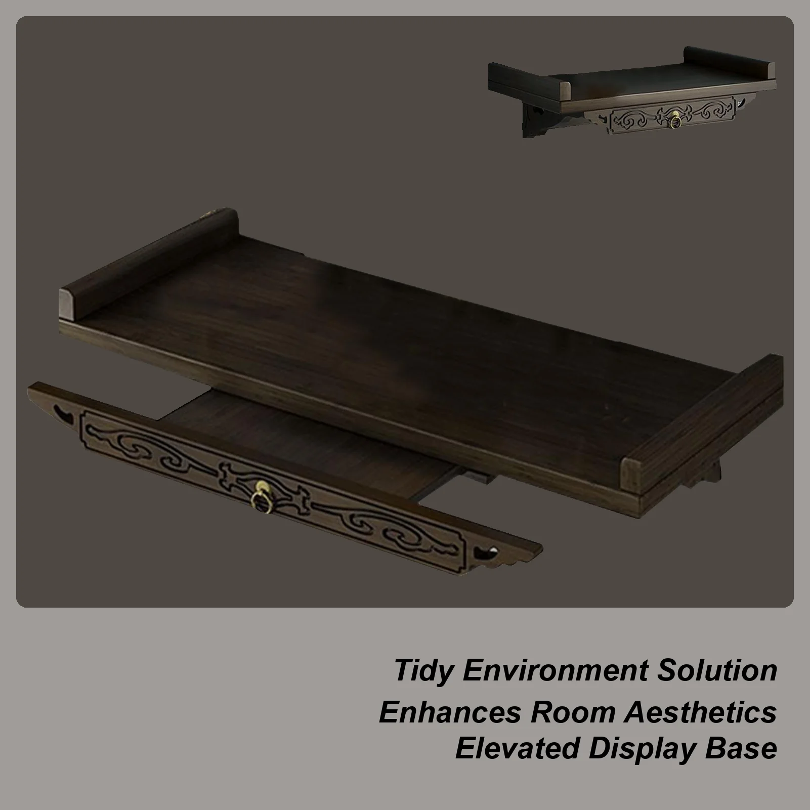 

Decorative Wall Shelf Buddha Altar Shelf Shrine Table Strong Load Bearing Decorative Rack With Double Layer Storage Stand For