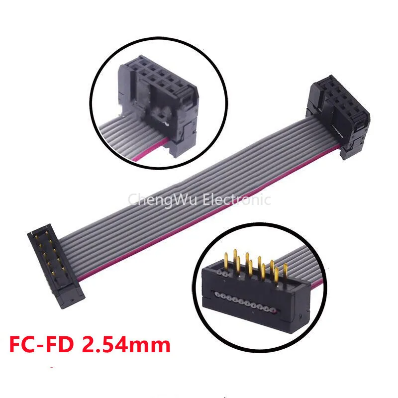 1Pcs FC-FD DC4 IDC 2.54mm Pitch Male To Female Connector 6/8/10/12/14/16/20/24/26/30/34/40/50Pin Flat Ribbon DOWNLOAD Data Cable