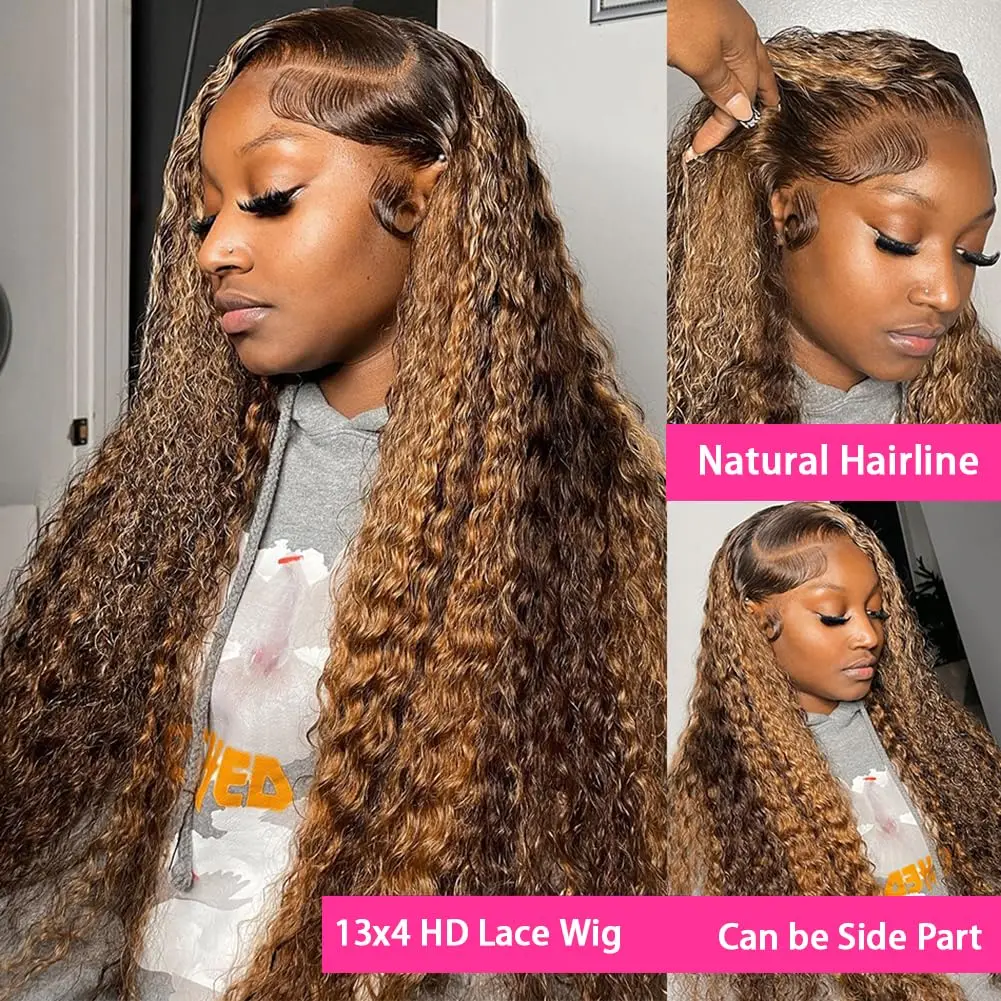 Deep Wave Lace Front Wigs Human Hair 13x6 HD Transparent Lace Frontal Wigs Human Hair Pre Plucked 180% Density For Black Women image 2
