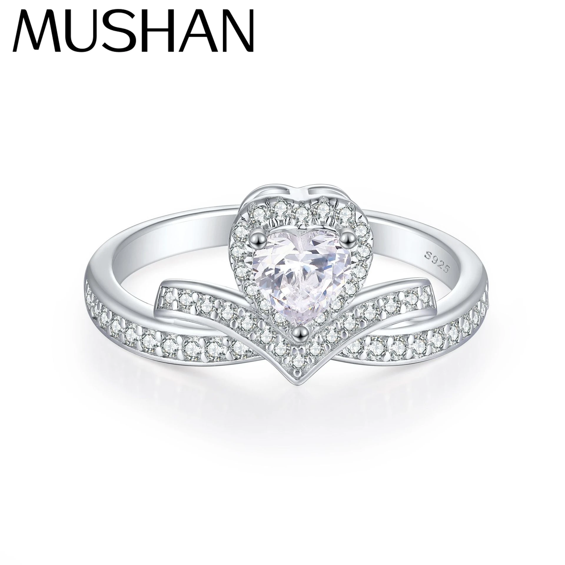 

MuShan Jewelry 925 Sterling Silver Ring Wedding Band High Carbon Diamond Valentine Gift Fine Jewelry Women Rings Fine Jewelry