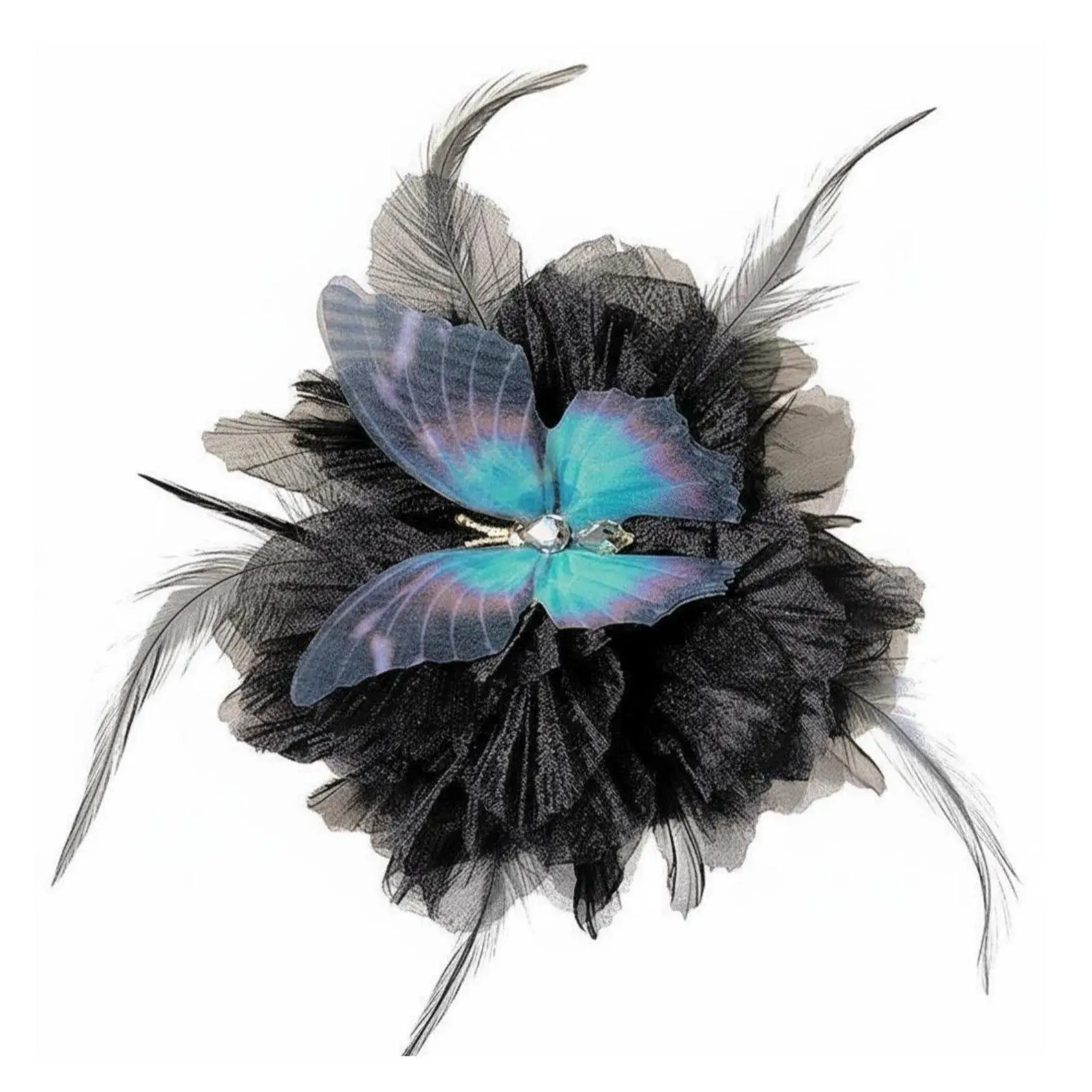 Butterfly Feather Hair Clip Light Luxury Aesthetic Butterfly Hair Clip Elegant Design for Young Adults, Trendsetters, Daily 4