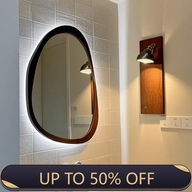 Irregular Wall Mirror Smart Bathroom Mirrors Decorative Fogless Makeup Mirror Vintage Bathrooms Full Body Mirrors with Light
