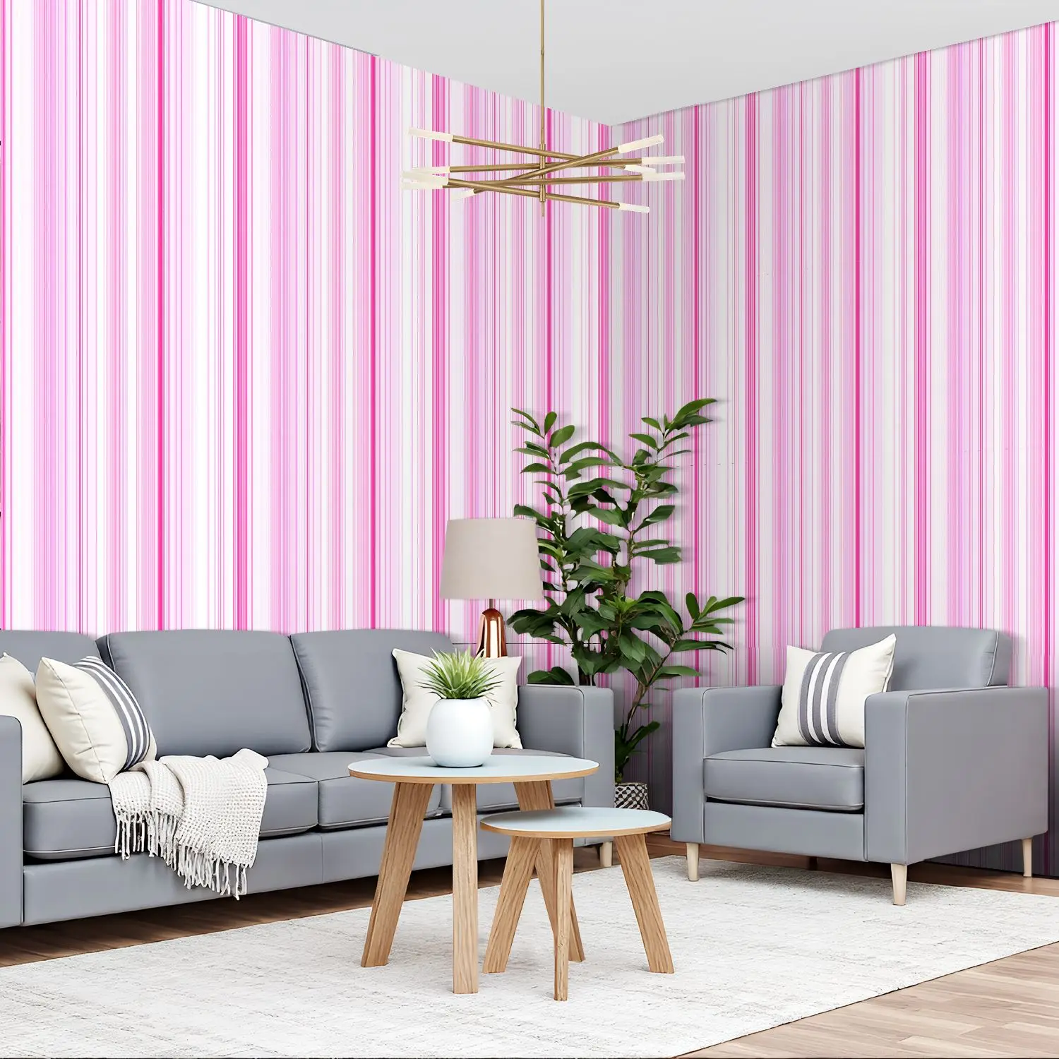 

Розовые обои с вертикальными полосками 22,83 "X 118" водонепроницаемые обои для гостиной/спальни/ванной комнаты ПВХ стикер на стену