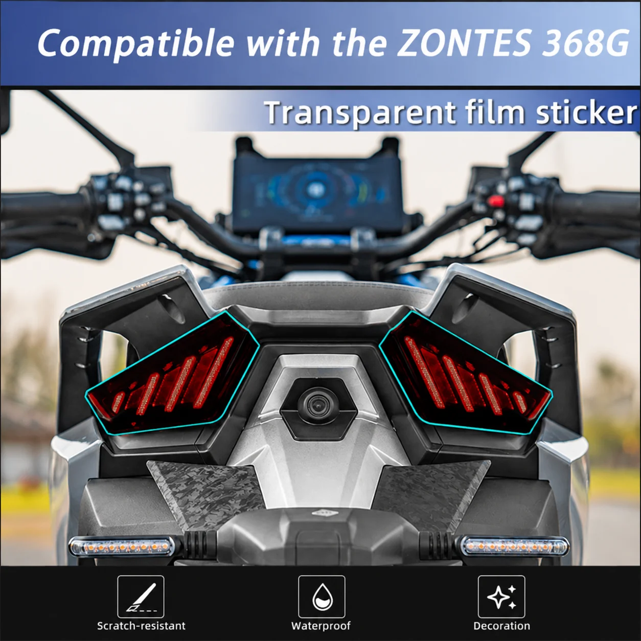 Motorcycle Headlight Tail Light Screen Protector Film Compatible With ZONTES 368G Anti Scratch Self Healing Decal Stickers