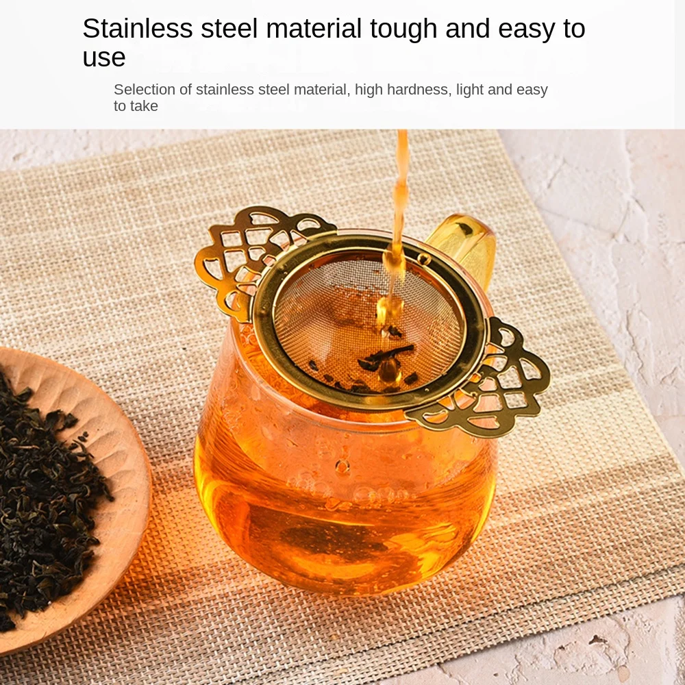 Stainless Steel Double Ear Tea Filter Fine Mesh Flower/Long Handle Hanging Tea Strainer Food-grade Reusable Lace Tea Infuser