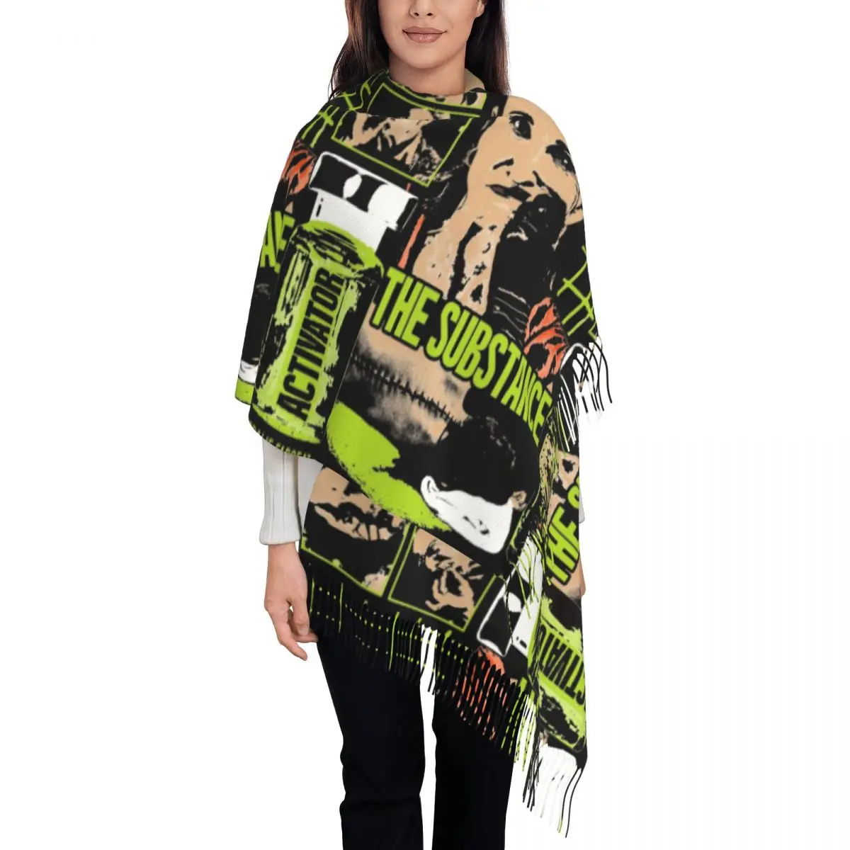 女性用ロングタッセルスカーフ,タッセル付きヘッドスカーフ,ヴィンテージショール,暖かいラップ,カスタム,クラシック,DIY,秋