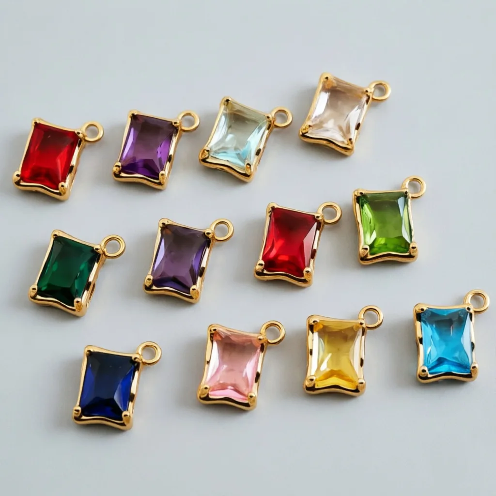 Birthstone Twelve-Month Birthstone Pendant Lava Geometric Quadrilateral Beveled Edge Free Assembly Accessories