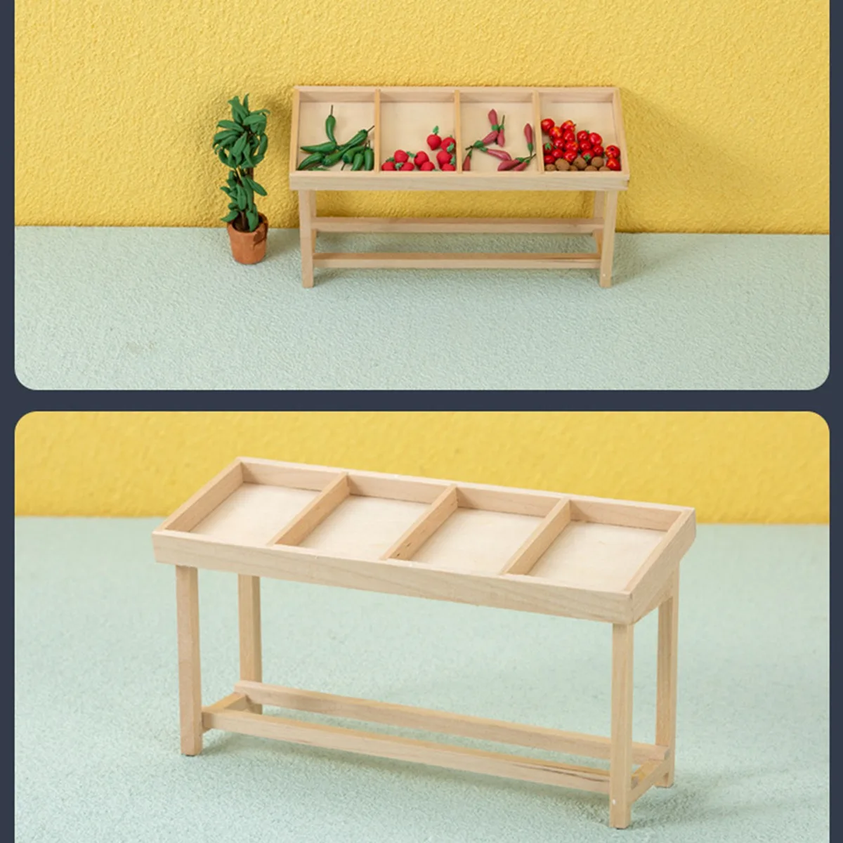 1:12 Dollhouse Miniature Fruit Vegetable Rack Storage Rack Supermarket Fruit Rack Stall Model Play House Kid Toy