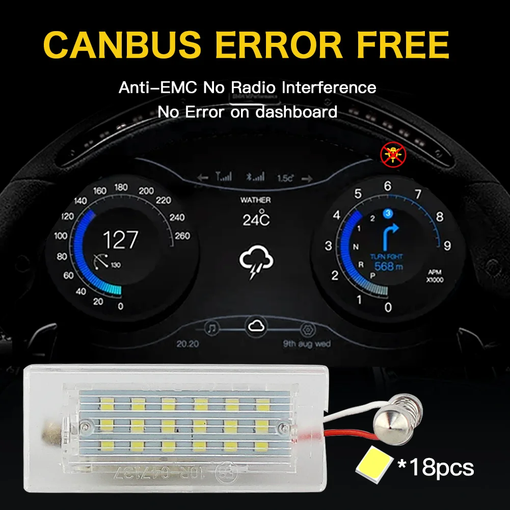 2pcs canbus LED Number License Plate Light Error Free white for BMW X5 E53 1999-2006 X3 E83 2003-2010