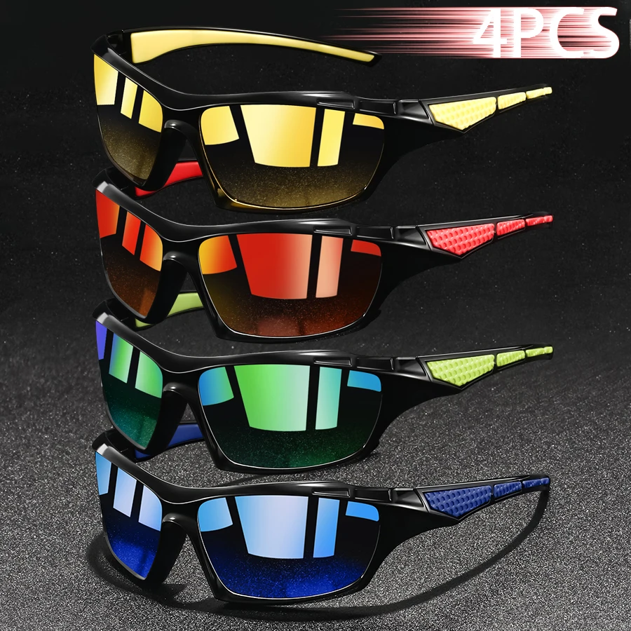 

4PCS Fashion UV400 Safety Goggles Cycling Glasses Men Women Bike Sunglasses Bicycle MTB Eyewear Outdoor Sport Eyeglasses