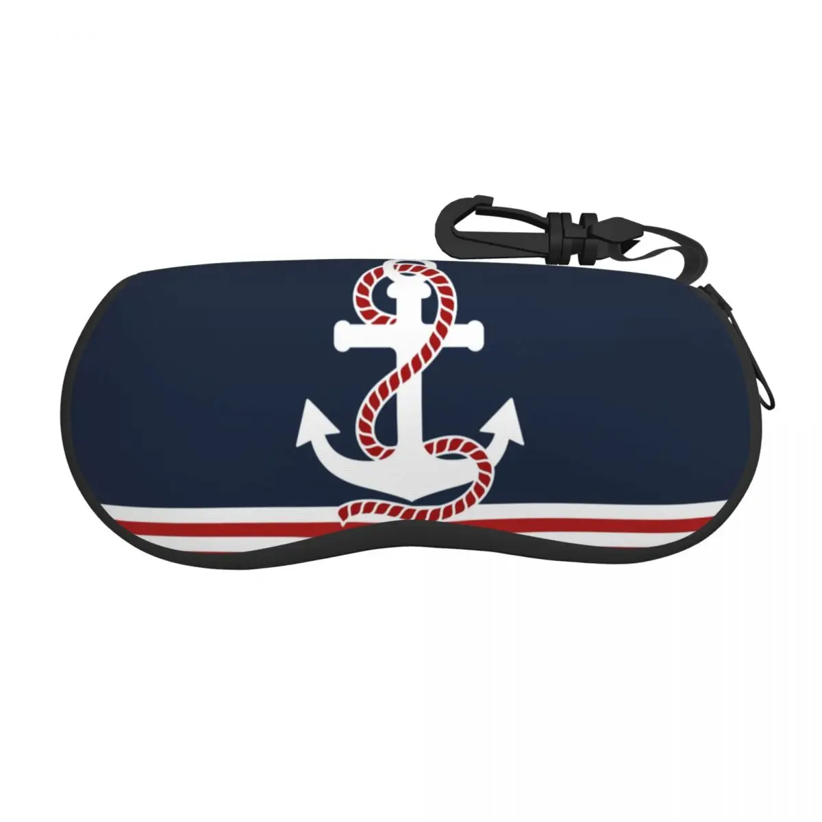 Custom Nautical Stripes And Red Anchor Shell Glasses Case Unisex Fashion Sailing Sailor Eyeglasses Case Sunglasses Protector Box